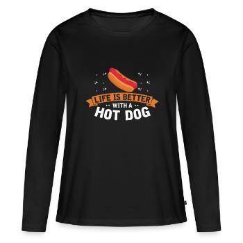 Hot dog adore la saucisse de pomme de terre hot-dog - T-shirt manches longues Premium bio Femme - noir - Devant - Julia (174cm)