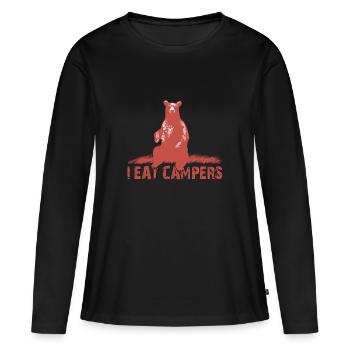 Les ours mangent des campeurs - T-shirt manches longues Premium bio Femme - noir - Devant - Julia (174cm)