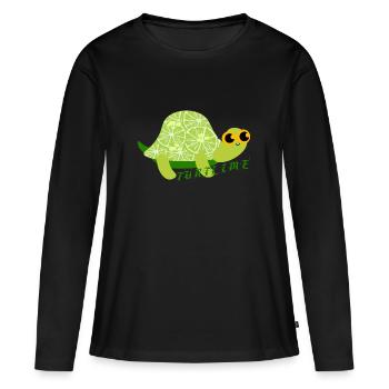 Lime turtle. - Women's Premium Organic Long Sleeve Shirt - black - Front - Julia (174cm)