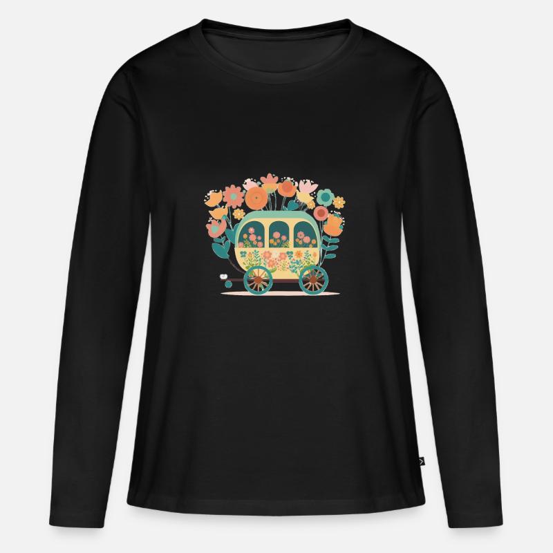 Die Märchen Kutsche 2 - Frauen Premium Bio Langarmshirt - Schwarz
