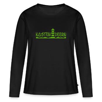 Küstendeern Aufschrift Grün - Frauen Premium Bio Langarmshirt - Schwarz - Vorne - Julia (174cm)