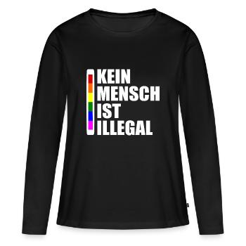 Kein mensch ist illegal - Frauen Premium Bio Langarmshirt - Schwarz - Vorne - Julia (174cm)