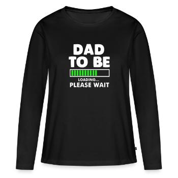 Annonce d'une grossesse Papa sera le cadeau - T-shirt manches longues Premium bio Femme - noir - Devant - Julia (174cm)