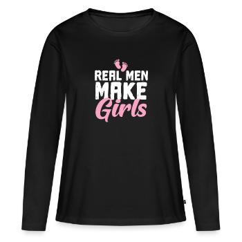 Annonce d'une grossesse Papa sera le cadeau - T-shirt manches longues Premium bio Femme - noir - Devant - Julia (174cm)