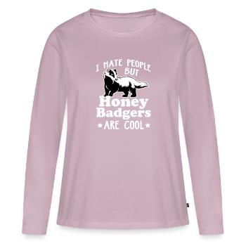 Honey Badger Feisty Marten Ratel Cadeau du voleur - T-shirt manches longues Premium bio Femme - rose poudré - Devant - Julia (174cm)