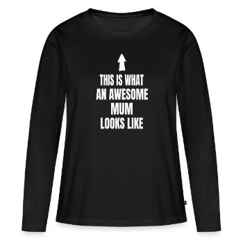 Fête des mères Cadeau des parents - T-shirt manches longues Premium bio Femme - noir - Devant - Julia (174cm)