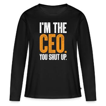 CEO Entrepreneur Hustler Homme d'affaires Don - T-shirt manches longues Premium bio Femme - noir - Devant - Julia (174cm)