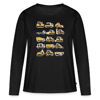 Baustelle Baufahrzeuge Sammlung Bagger Geschenk - Frauen Premium Bio Langarmshirt - Schwarz - Vorne - Julia (174cm)