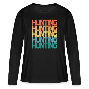 Hunting Jagen Jäger Jagd Hirsch Retro Geschenk - Frauen Premium Bio Langarmshirt - Schwarz - Vorne - Julia (174cm)