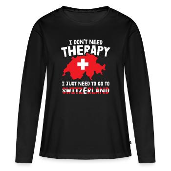 Suisse Thérapie Swiss Swiss Home Gift - T-shirt manches longues Premium bio Femme - noir - Devant - Julia (174cm)
