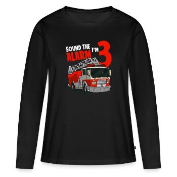3ème anniversaire année pompiers Trois cadeau d’alarme - T-shirt manches longues Premium bio Femme - noir - Devant - Julia (174cm)