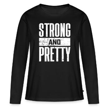 Strong and Pretty Drôle de sort Gym - T-shirt manches longues Premium bio Femme - noir - Devant - Julia (174cm)