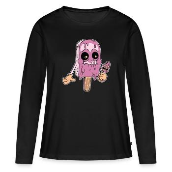 Glace glace glace crème glacée d’été rengaine cadeau - T-shirt manches longues Premium bio Femme - noir - Devant - Julia (174cm)