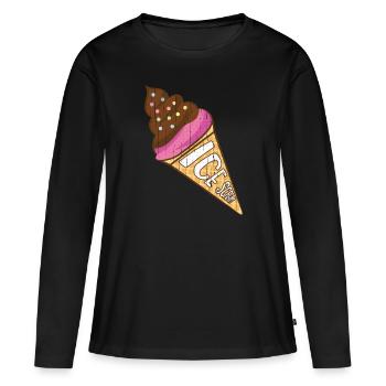 Glace glace glace crème glacée d’été rengaine cadeau - T-shirt manches longues Premium bio Femme - noir - Devant - Julia (174cm)