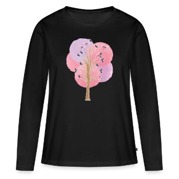 oiseau arbre oiseaux Observer l’essaim d’oiseau Cadeau - T-shirt manches longues Premium bio Femme - noir - Devant - Julia (174cm)