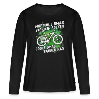 Coole Oma fährt Fahrrad lustiger Omaspruch - Frauen Premium Bio Langarmshirt - Schwarz - Vorne - Julia (174cm)
