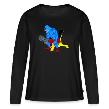 Monkey, Gorilla, Bodybuilder Monkey, Comic, Fitness - Women's Premium Organic Long Sleeve Shirt - black - Front - Julia (174cm)