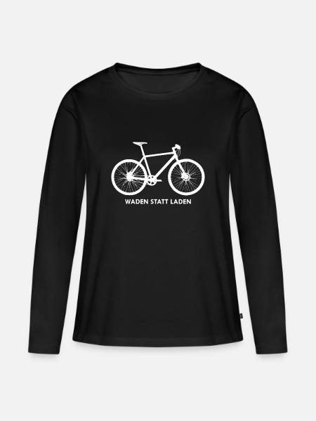 Fahrrad statt E-Bike - Waden statt laden - Frauen Premium Bio Langarmshirt - Schwarz