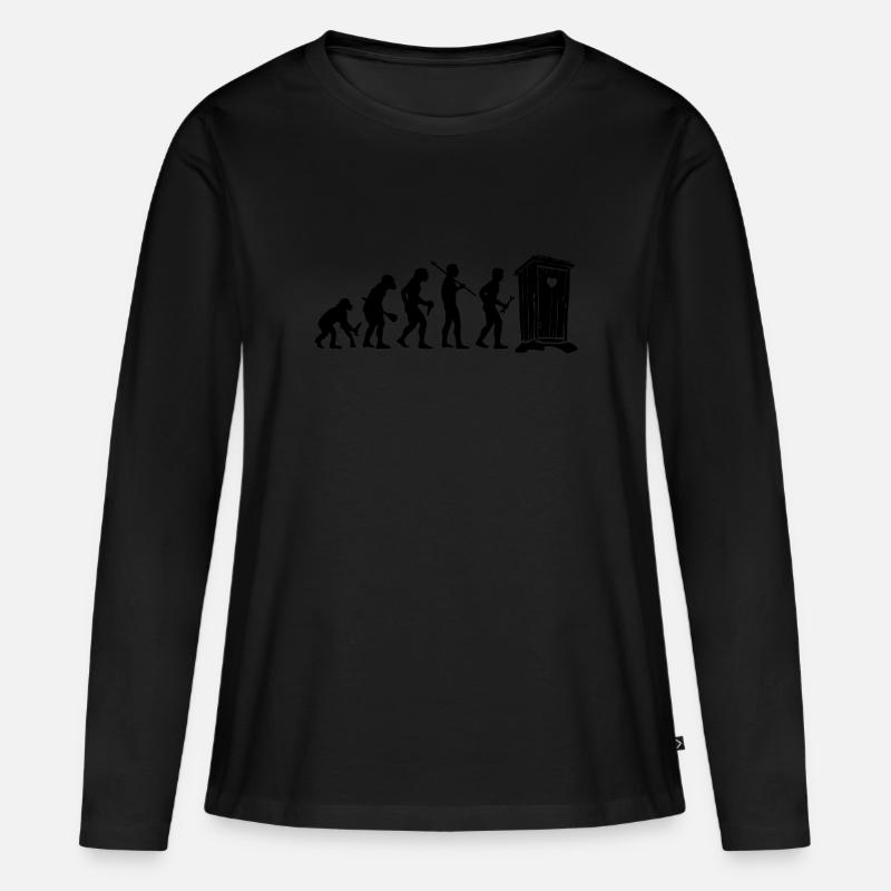 Evolution Toilettenhumor - Frauen Premium Bio Langarmshirt - Schwarz