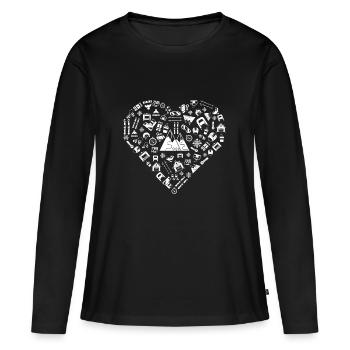 J'aime skier | Ski de neige hiver coeur de neige - T-shirt manches longues Premium bio Femme - noir - Devant - Julia (174cm)