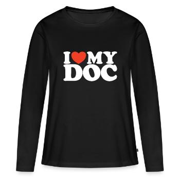 I Love My doc Chemise coeur - T-shirt manches longues Premium bio Femme - noir - Devant - Julia (174cm)