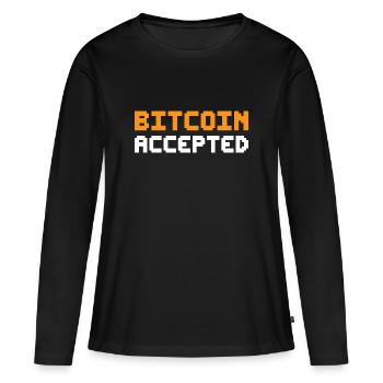 Bitcoin Accepted - Women's Premium Organic Long Sleeve Shirt - black - Front - Julia (174cm)