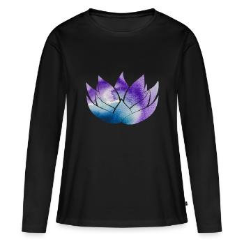 Lotusblume - Frauen Premium Bio Langarmshirt - Schwarz - Vorne - Julia (174cm)