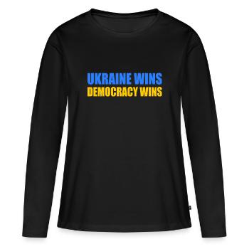 Ukraine wins democracy wins - Women's Premium Organic Long Sleeve Shirt - black - Front - Julia (174cm)