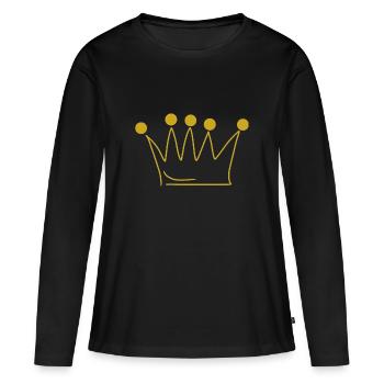 Emoji couronne couronnes croquis or - T-shirt manches longues Premium bio Femme - noir - Devant - Julia (174cm)