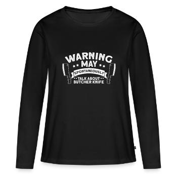 Parlez spontanément du collecteur de couteaux de cuisine - T-shirt manches longues Premium bio Femme - noir - Devant - Julia (174cm)
