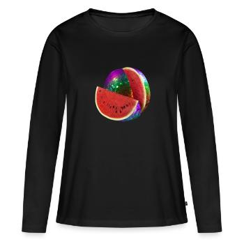 Diskokugel Melone Wassermelone Disko Bier Party - Frauen Premium Bio Langarmshirt - Schwarz - Vorne - Julia (174cm)