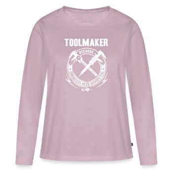 Outillage Machiniste - T-shirt manches longues Premium bio Femme - rose poudré - Devant - Julia (174cm)