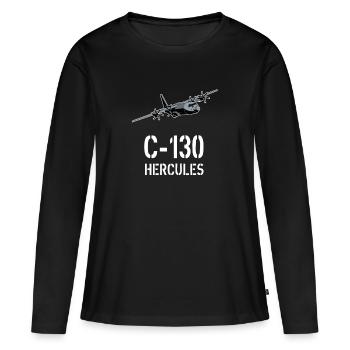 C130 Hercules design - T-shirt manches longues Premium bio Femme - noir - Devant - Julia (174cm)