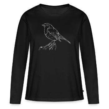 Das Rotkehlchen Singvogel Naturschutz - Frauen Premium Bio Langarmshirt - Schwarz - Vorne - Julia (174cm)