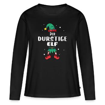 Christmas Elf durstige Elf x-mas Geschenk - Frauen Premium Bio Langarmshirt - Schwarz - Vorne - Julia (174cm)