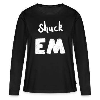 Shuck Em - Coquillages - T-shirt manches longues Premium bio Femme - noir - Devant - Julia (174cm)