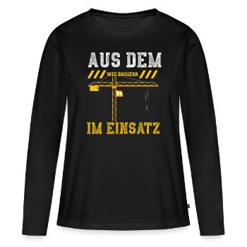 Aus Dem Weg Bauherr Im Einsatz - Frauen Premium Bio Langarmshirt - Schwarz - Vorne - Julia (174cm)