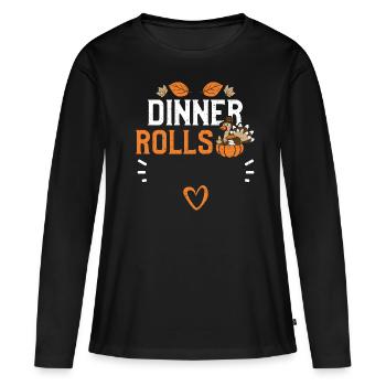 Petits pains - Action de grâce - T-shirt manches longues Premium bio Femme - noir - Devant - Julia (174cm)