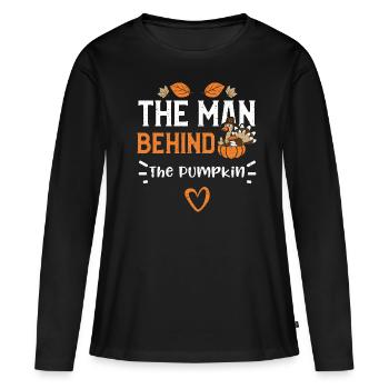 L’homme derrière la citrouille - T-shirt manches longues Premium bio Femme - noir - Devant - Julia (174cm)