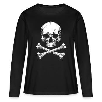 Crâne classique avec os croisés - T-shirt manches longues Premium bio Femme - noir - Devant - Julia (174cm)