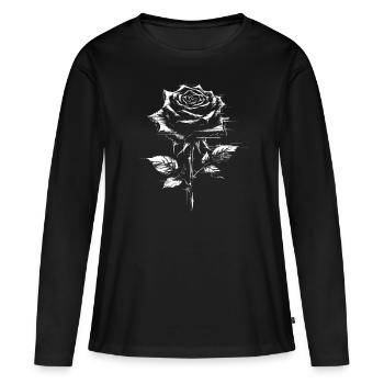 Gothic Rose mit Glitch Effect - Frauen Premium Bio Langarmshirt - Schwarz - Vorne - Julia (174cm)