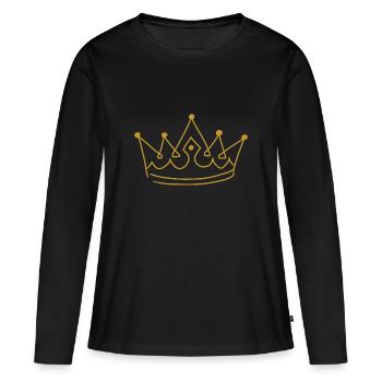 Emoji couronne couronnes croquis or - T-shirt manches longues Premium bio Femme - noir - Devant - Julia (174cm)