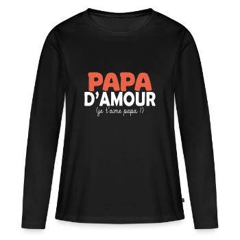 papa d amour je t aime papa - T-shirt manches longues Premium bio Femme - noir - Devant - Julia (174cm)