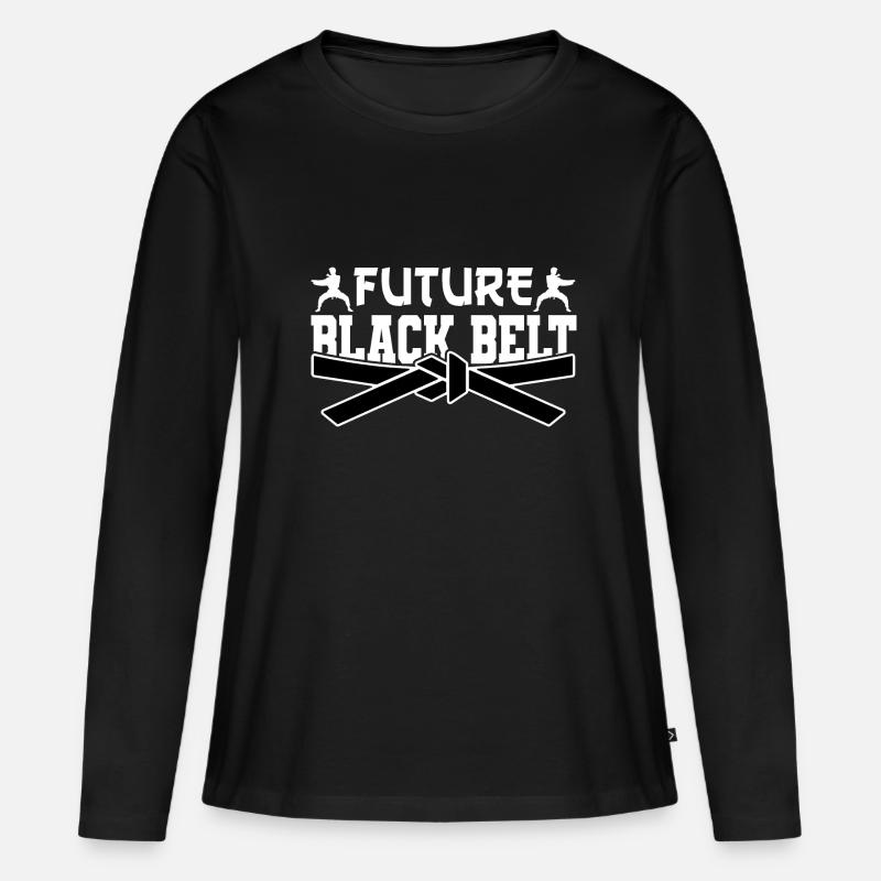 Karate Black Belt Gi Uniform - Frauen Premium Bio Langarmshirt - Schwarz
