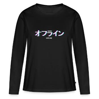 Japonais Kanji Offline Anime Cadeaux - T-shirt manches longues Premium bio Femme - noir - Devant - Julia (174cm)