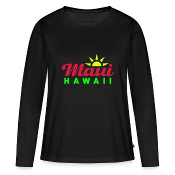 Maui, Hawaï (soleil, rayons du soleil) - T-shirt manches longues Premium bio Femme - noir - Devant - Julia (174cm)