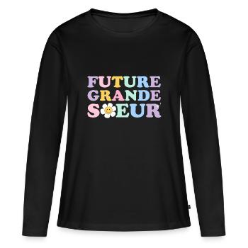 Future grande soeur annonce naissance groovy - T-shirt manches longues Premium bio Femme - noir - Devant - Julia (174cm)