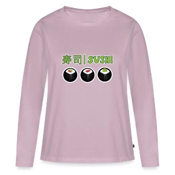 Kawaii Japanese Food Salmon Salmon Sushi Roll - T-shirt manches longues Premium bio Femme - rose poudré - Devant - Julia (174cm)