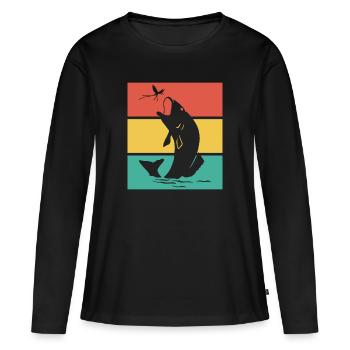 Poisson poisson coloré - T-shirt manches longues Premium bio Femme - noir - Devant - Julia (174cm)