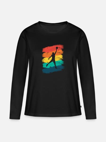 Basketball Sports Basket dunking bunt - Frauen Premium Bio Langarmshirt - Schwarz